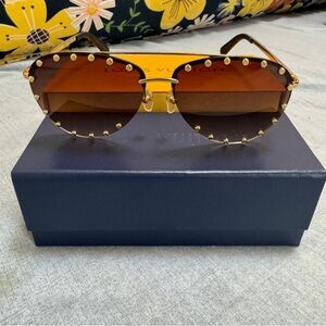 Louis Vuitton Brown Sunglasses with Gold Studs